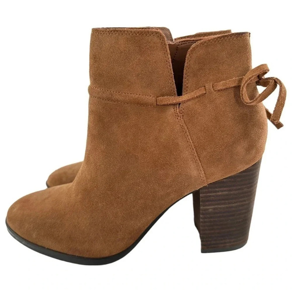 New Gibson Latimer womens ankle booties size 9.5 tan suede bow western boots - Picture 4 of 12